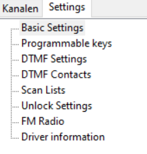 Tabladen kanalen en settings