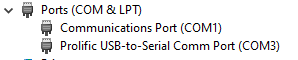 Apparaatbeheer COM ports